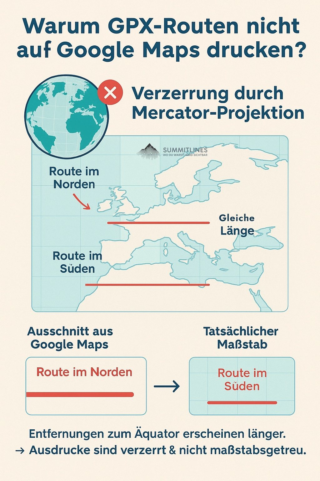 Mercator-Problem bei verzerrten Karten