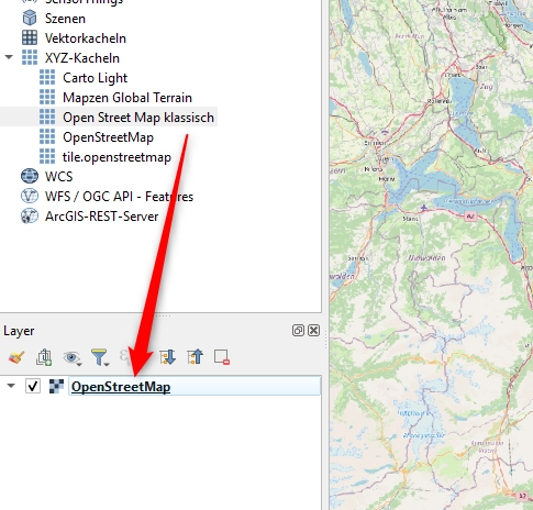QGIS: Karte per Drag and Drop ins Projekt ziehen