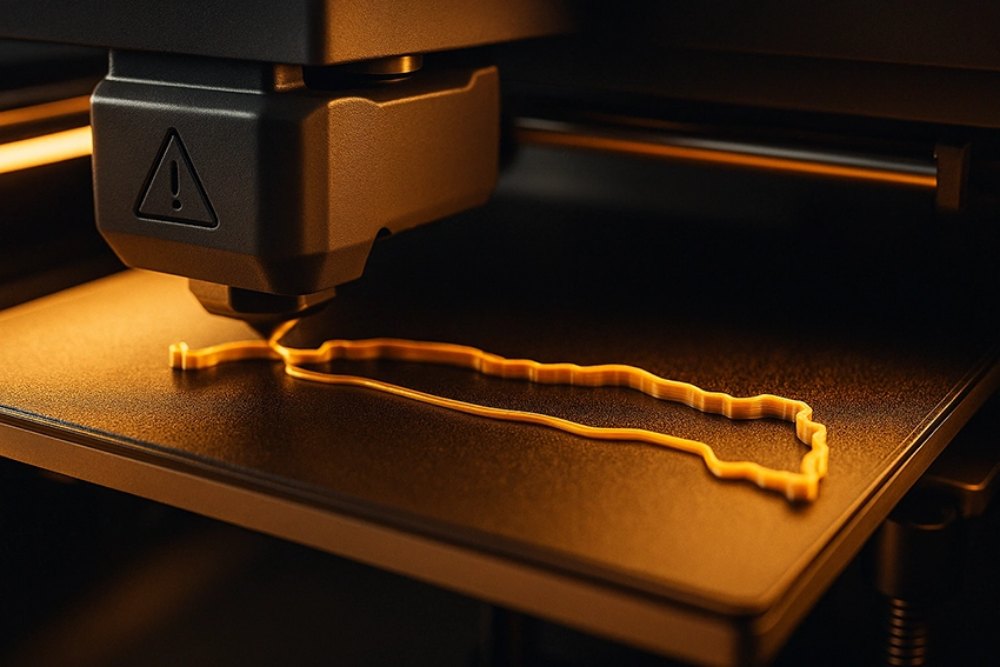 3D-Drucker von Bambu Lab druckt ein goldenes Routen-Relief